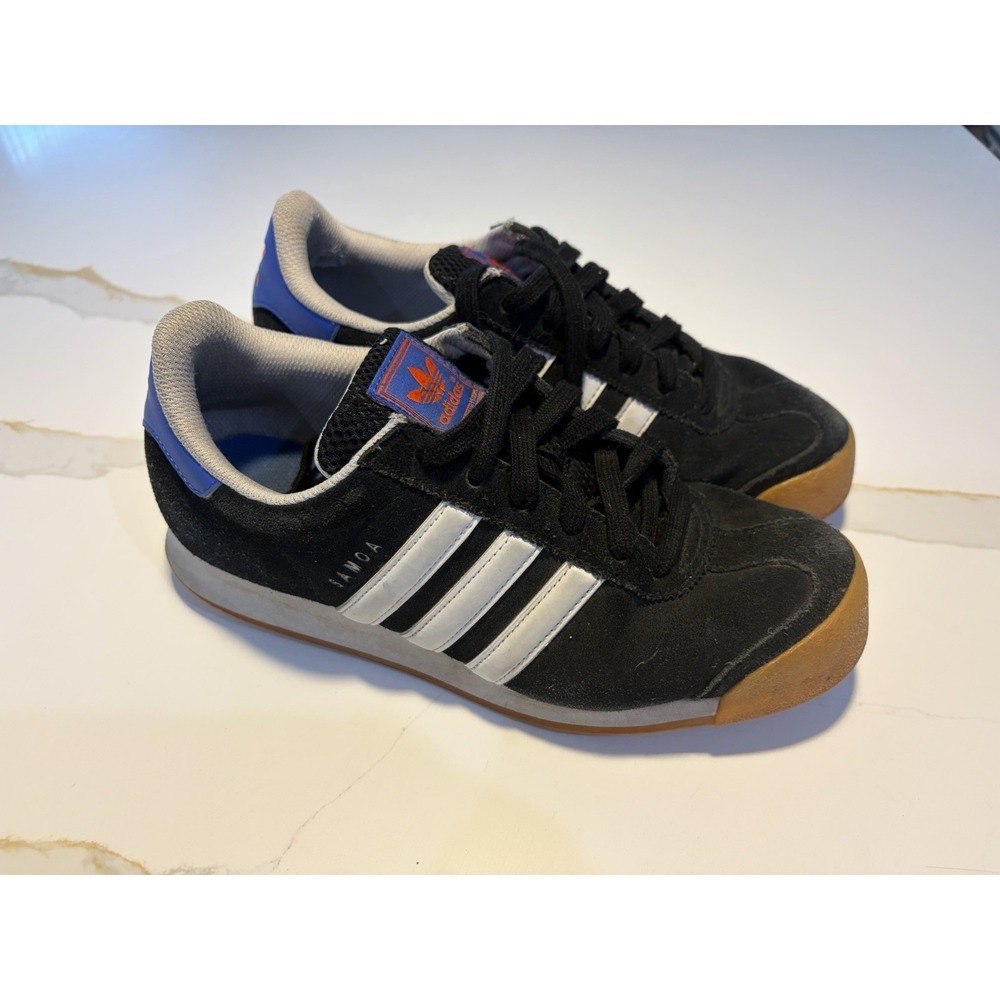 Adidas Samoa Black White Blue Gum Sole Sneakers Shoes Men's 6.5 / Women's 7.5